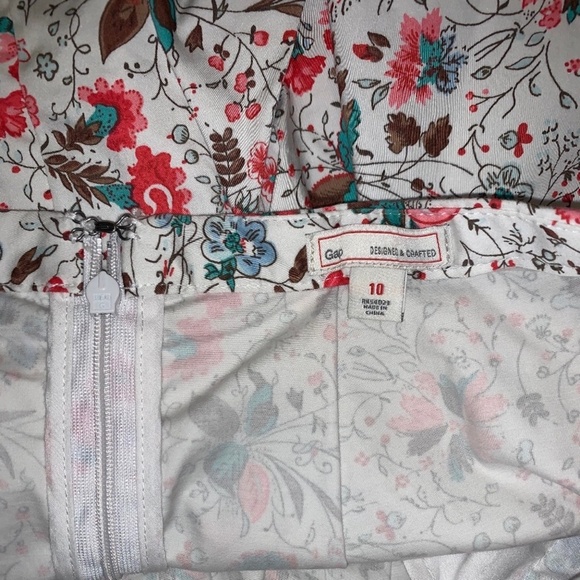 Pre-Owned White Gap Colorful Floral Knee Length Pleated Skirt Pockets Size 10 - Picture 3 of 3